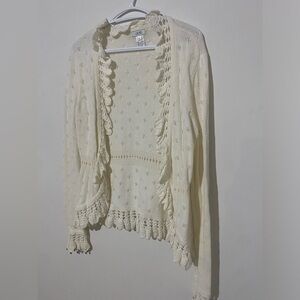 Cache Cream Lace Accent Cardigan